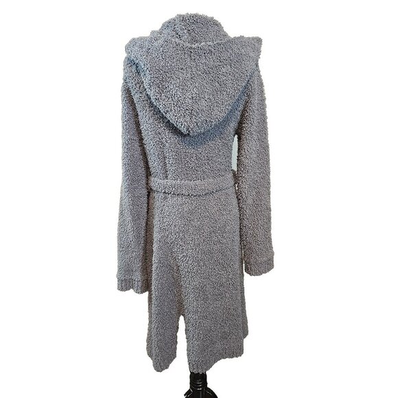 POL Gray Hooded Teddy Fleece Robe Longline with Belt Pockets Size L - Picture 4 of 12